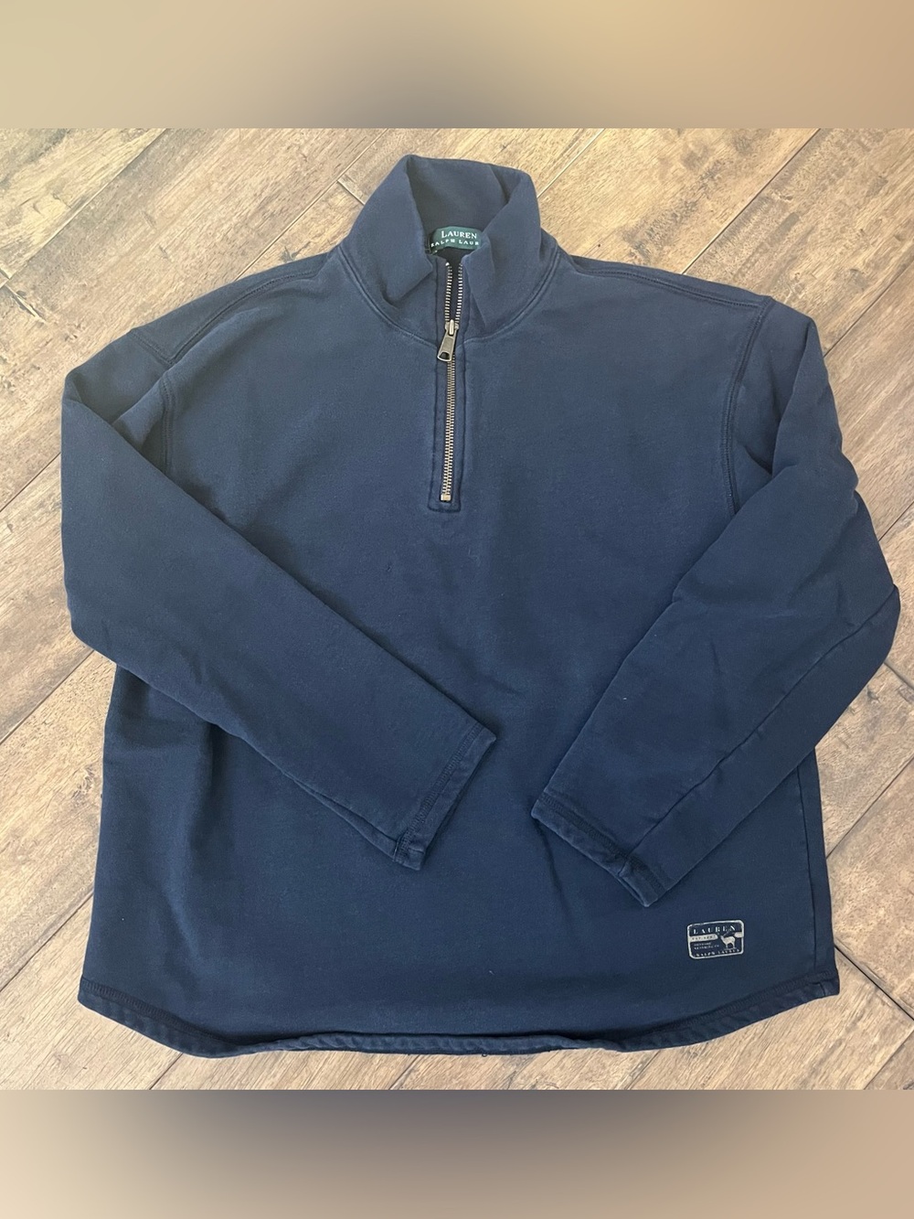 Woman’s Navy blue Lauren Ralph Lauren quarter zip sweatshirt #preppy #classic
